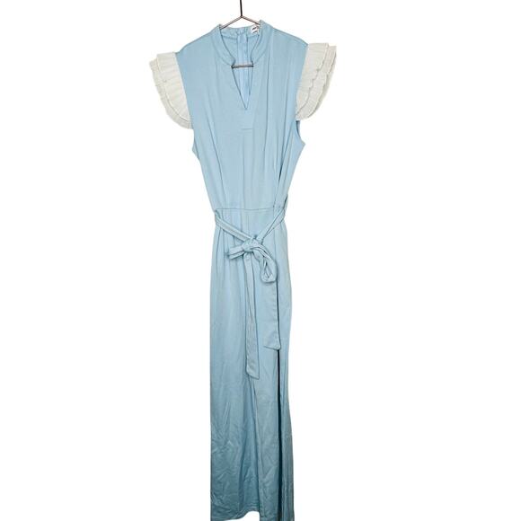 AREA STARS Light Blue Ruffle Sleeve V-Neck Cap Sleeve Jumpsuit Playsuit Size S - Picture 7 of 16